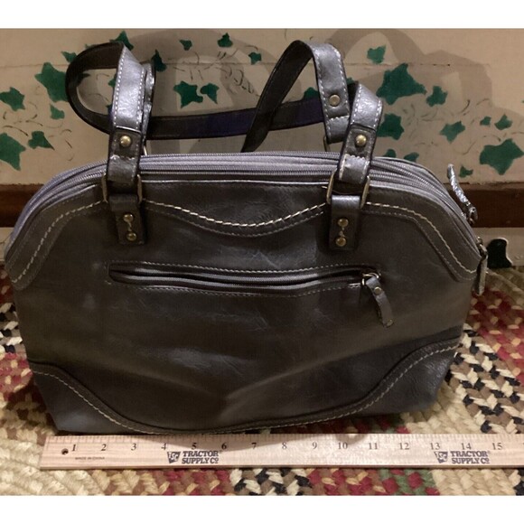 Born Concepts boc Grey Carlston Scallop Design Shoulder Bag Double Handle Purse - Picture 7 of 15